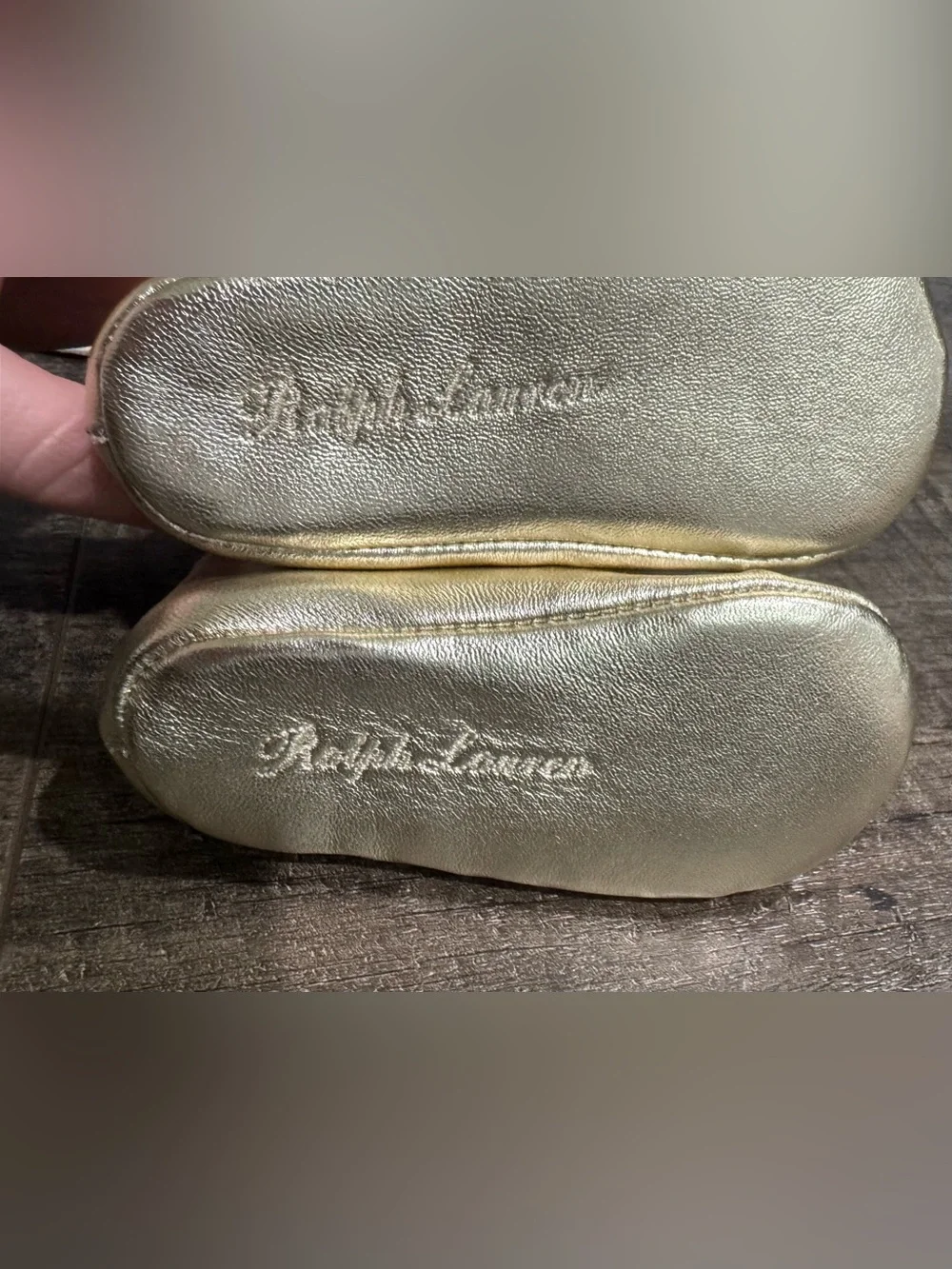 Ralph Lauren Layette Dress Shoes Gold Baby Girl size 3 NEW
